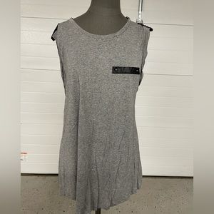 Forever21 plus gray no sleeve with leather detail.
